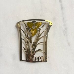 Wild Bryde Postcards Collection Daffodil Stamped P.P.D. P791 Etched Brooch Pin